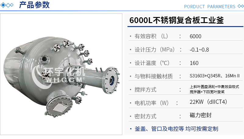 6000L不銹鋼復合板反應釜